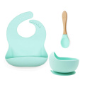 2021 Best Seller Baby Tableware Feeding Set Silicone Unbreakable Dinner set With Snack Cup Bowl Spoon and Bib